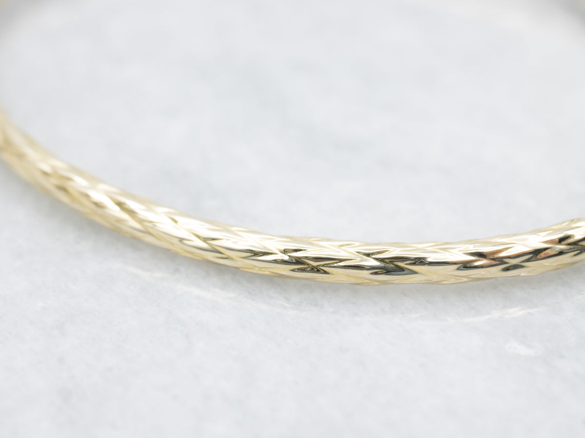 Textured Gold Hinged Bangle Bracelet