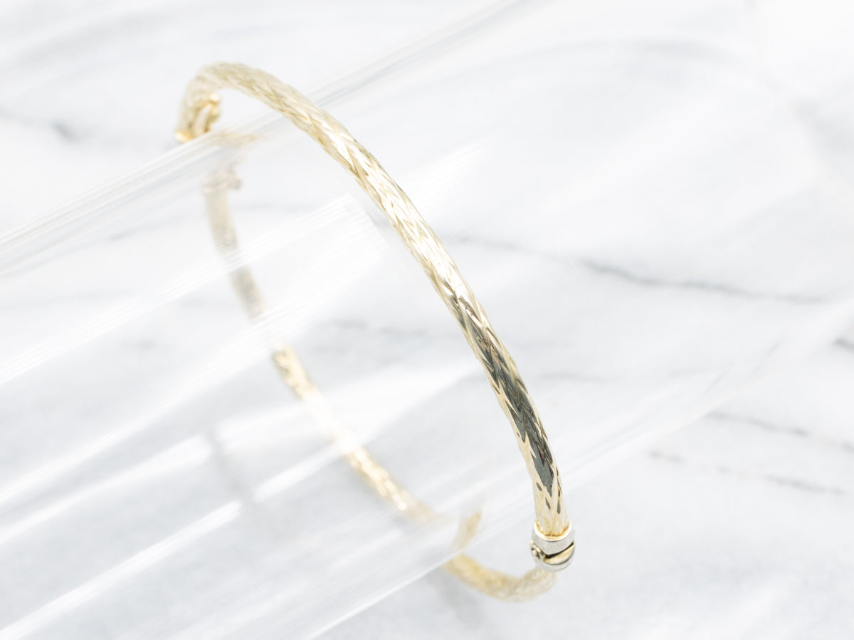 Textured Gold Hinged Bangle Bracelet