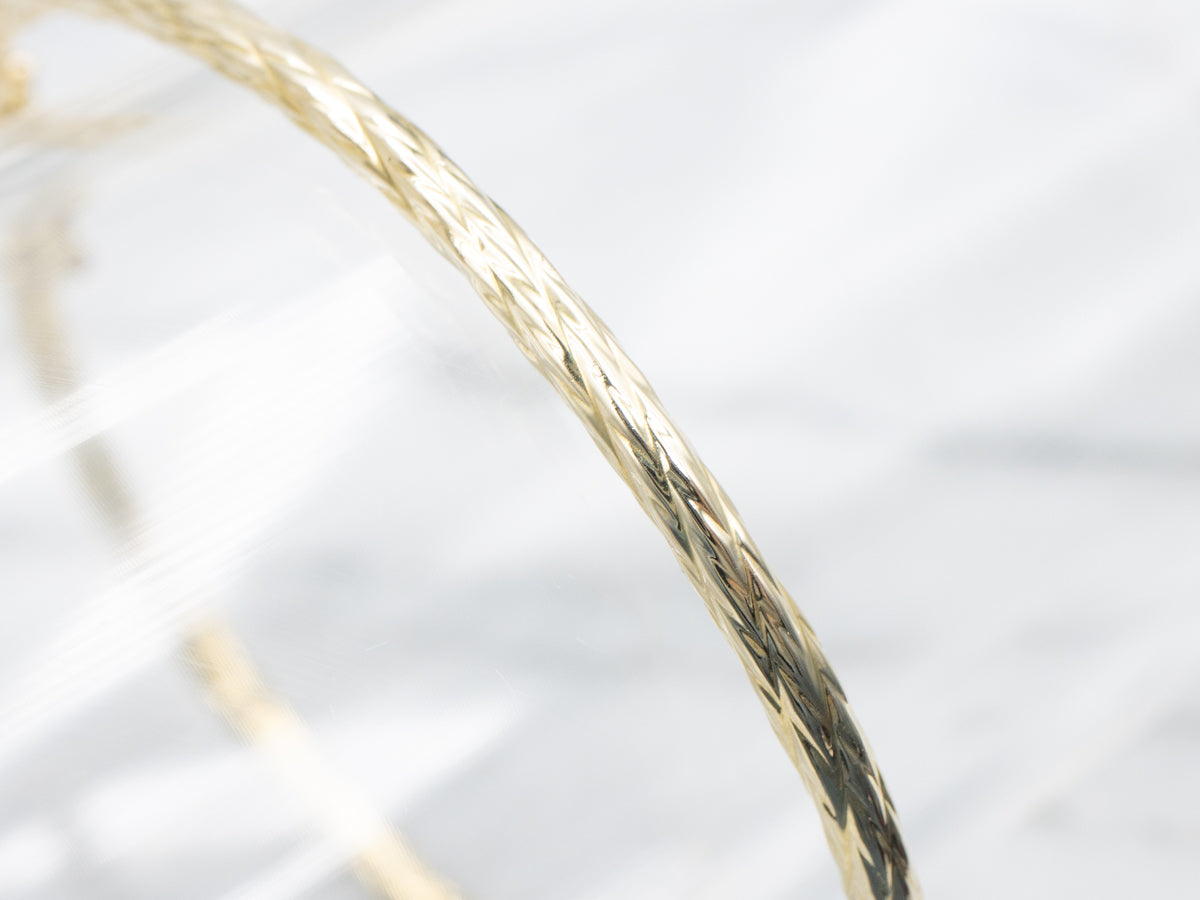 Textured Gold Hinged Bangle Bracelet