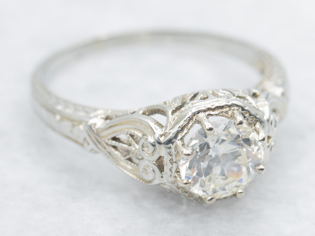 Antique Old European Diamond Solitaire Engagement Ring