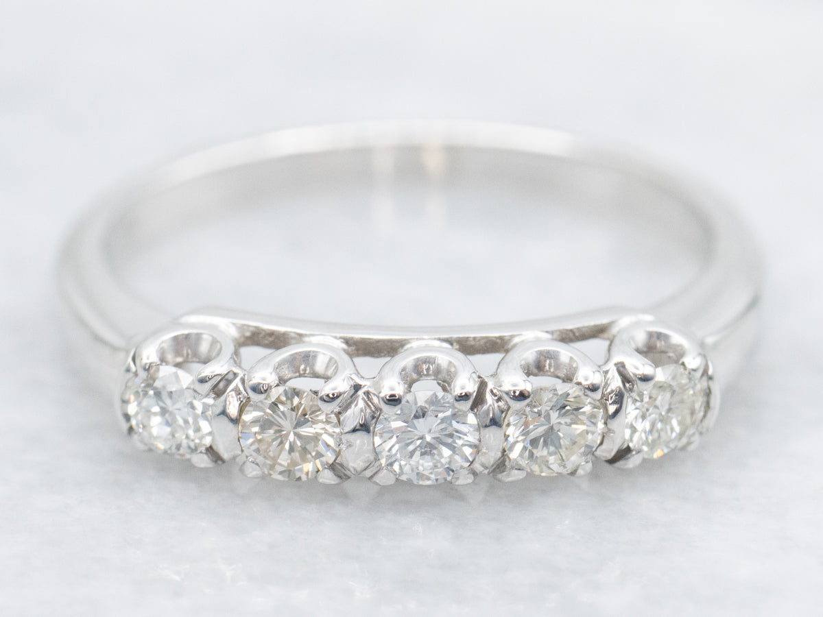 Sparkling Five Stone Diamond Wedding Band
