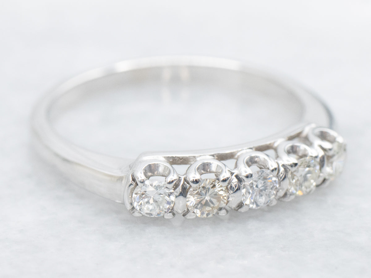 Sparkling Five Stone Diamond Wedding Band