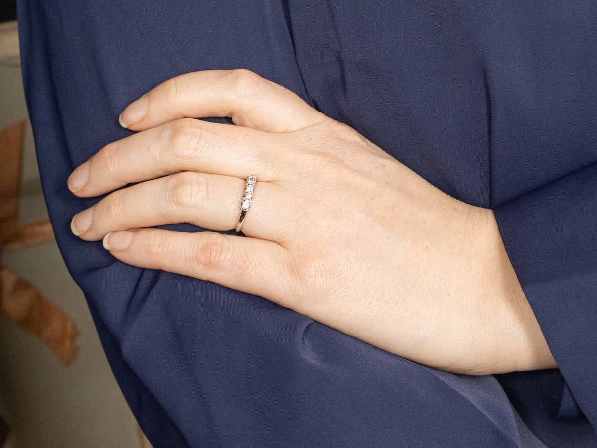 Sparkling Five Stone Diamond Wedding Band