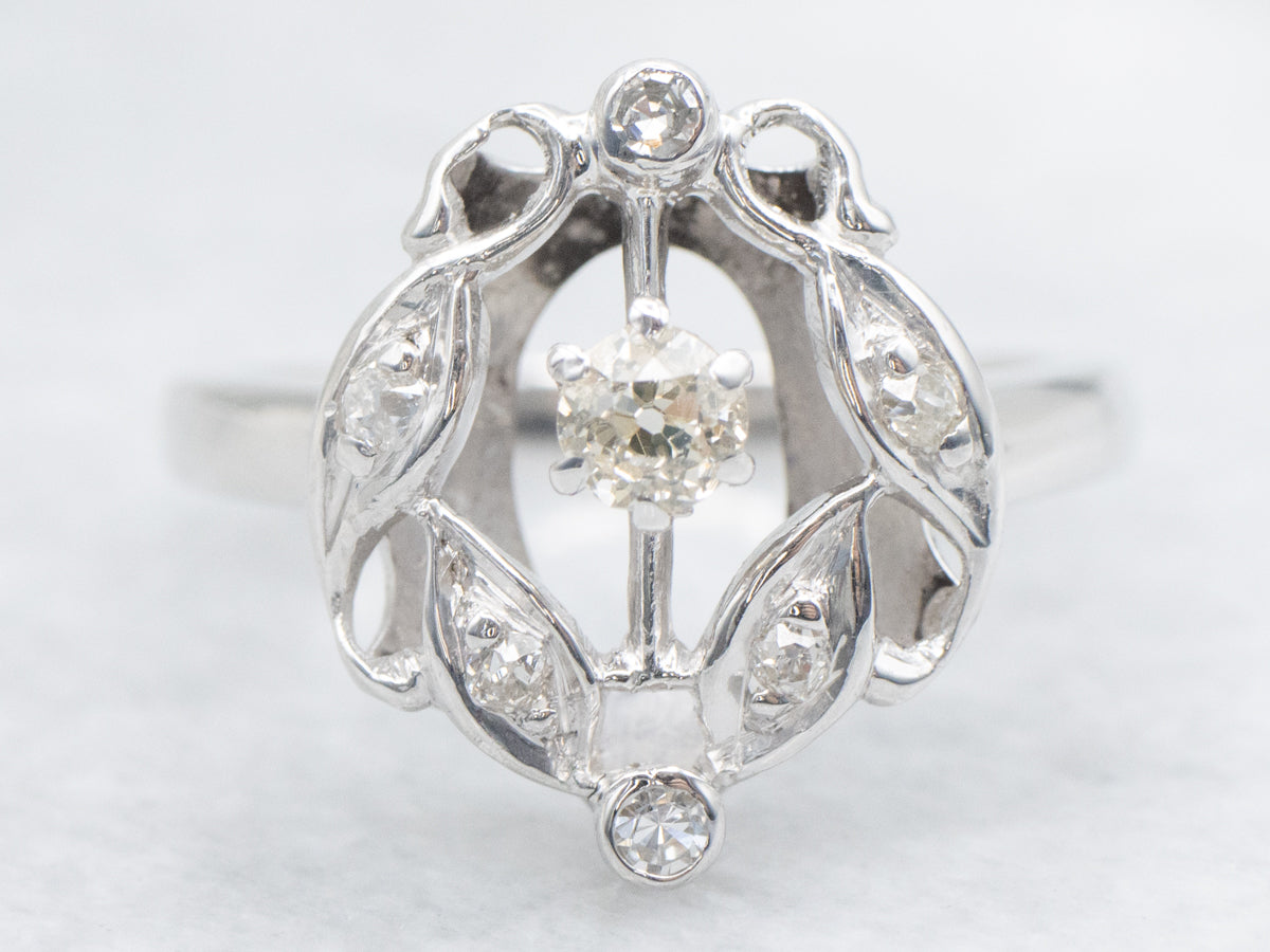 Small Dinner Rings Antique Old Mine Cut Diamond Dinner Ring - Market Square Jewelers