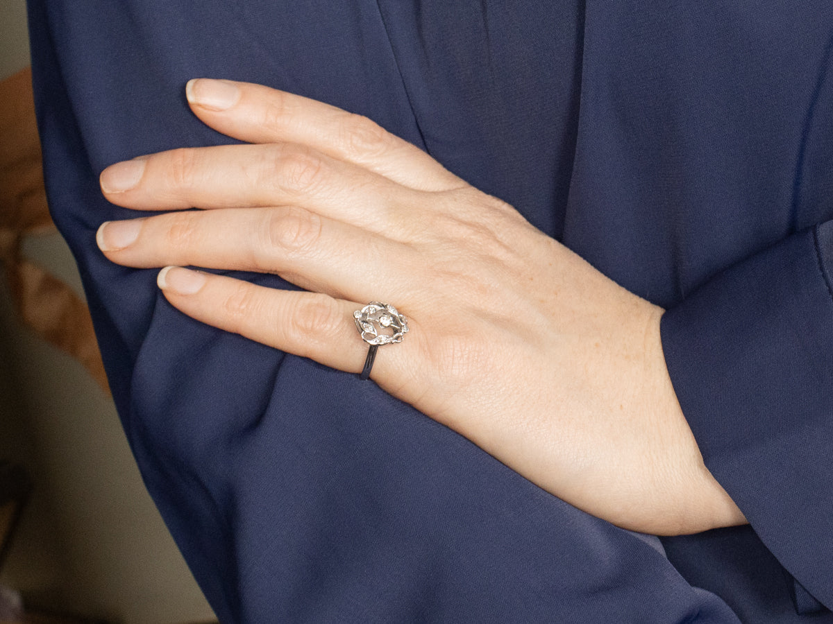 Antique Old Mine Cut Diamond Dinner Ring