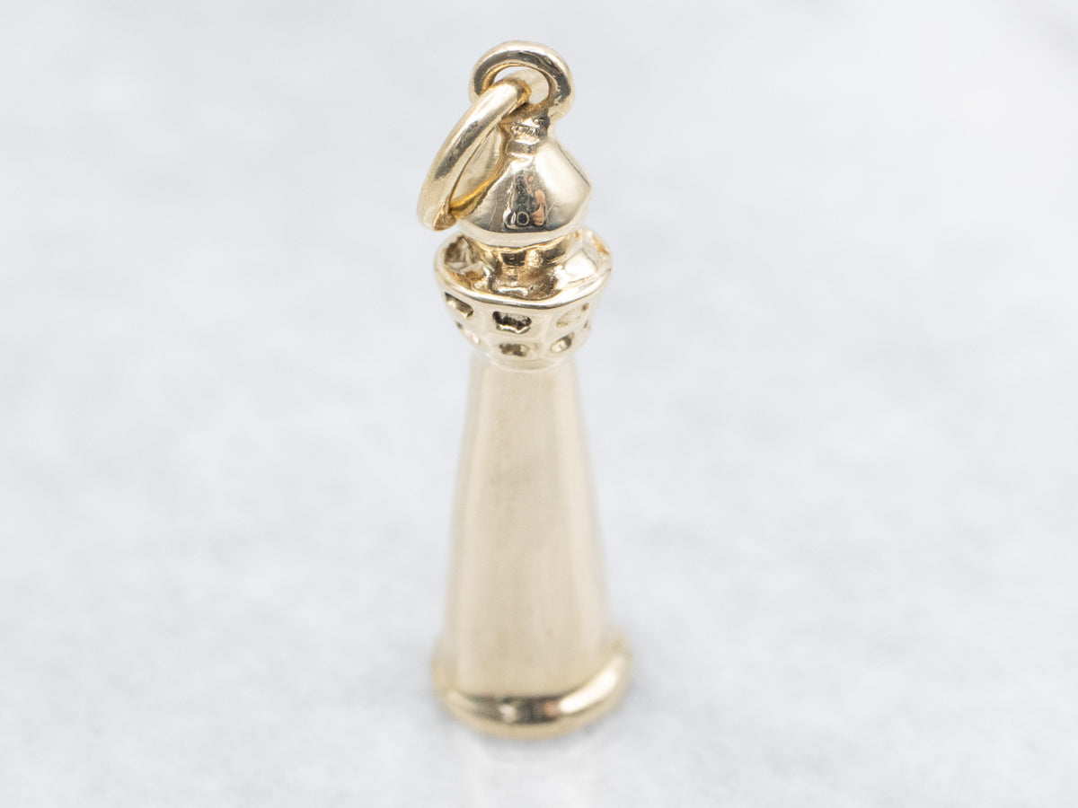 Nautical Yellow Gold Lighthouse Charm