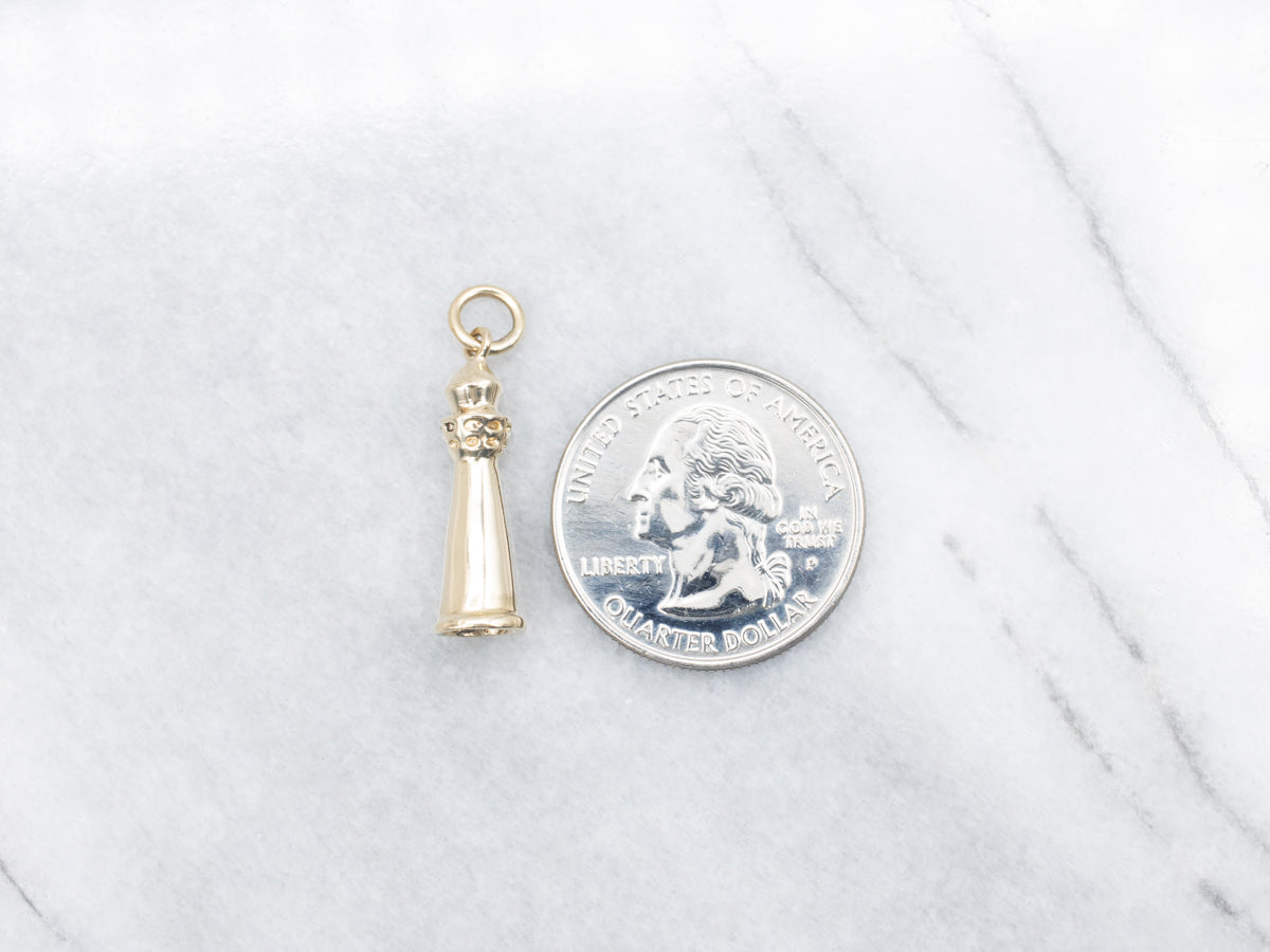Nautical Yellow Gold Lighthouse Charm