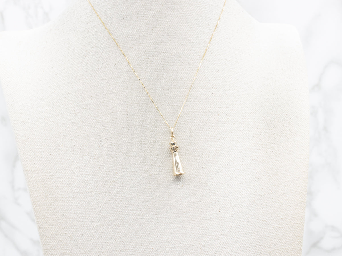 Nautical Yellow Gold Lighthouse Charm