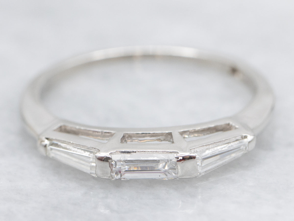 Vintage Tapered Baguette-Cut Platinum Diamond Band