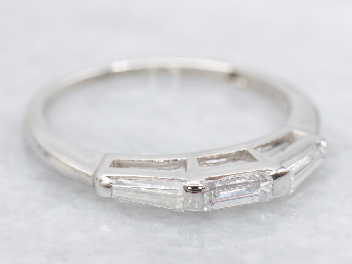 Vintage Tapered Baguette-Cut Platinum Diamond Band