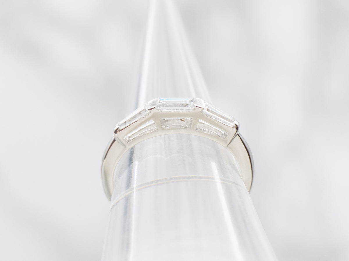 Vintage Tapered Baguette-Cut Platinum Diamond Band