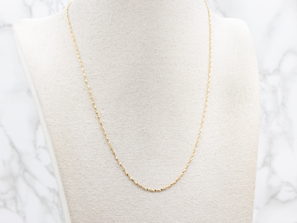 Long Yellow Gold Crinkle Link Chain