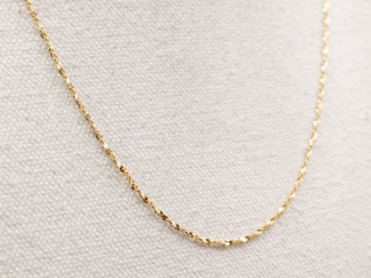 Long Yellow Gold Crinkle Link Chain