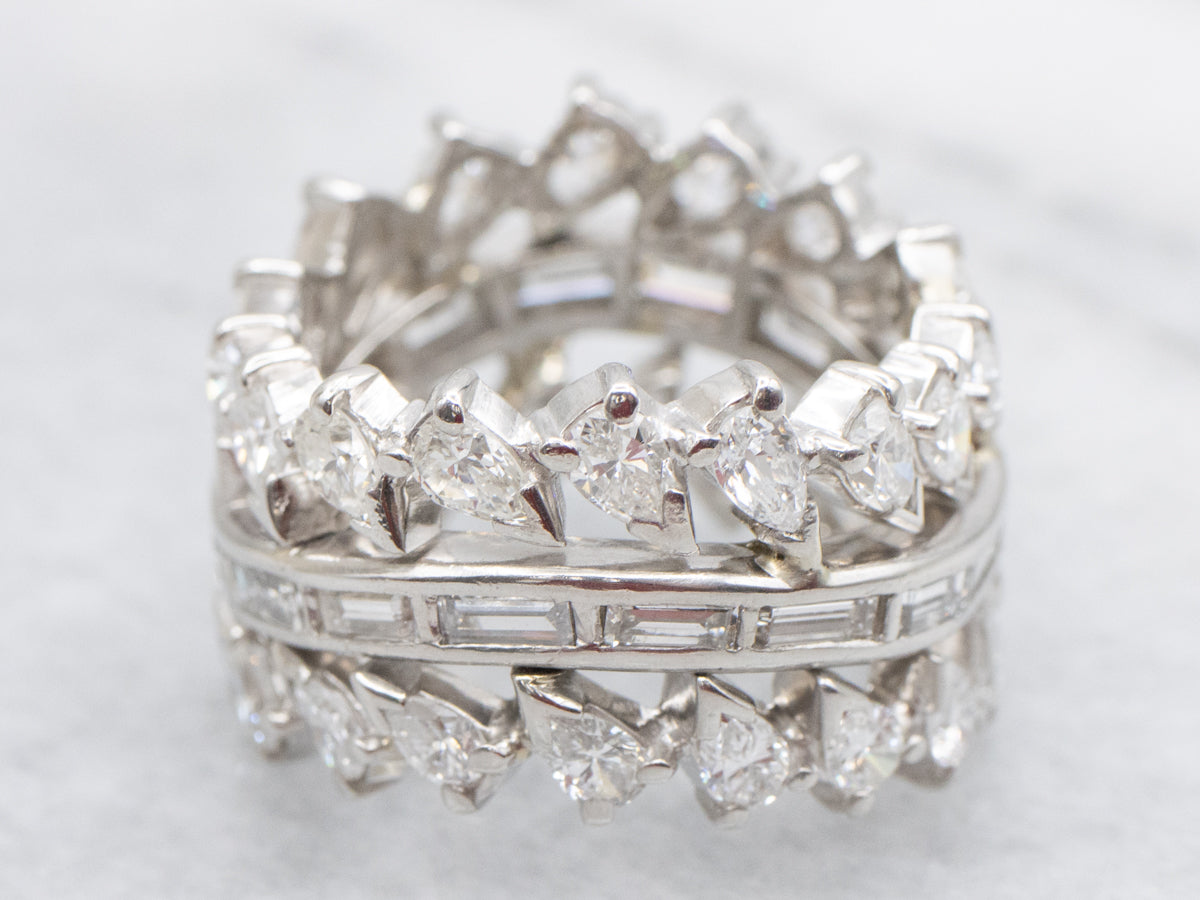 Chunky Platinum Mixed-Cut Diamond Cocktail Band