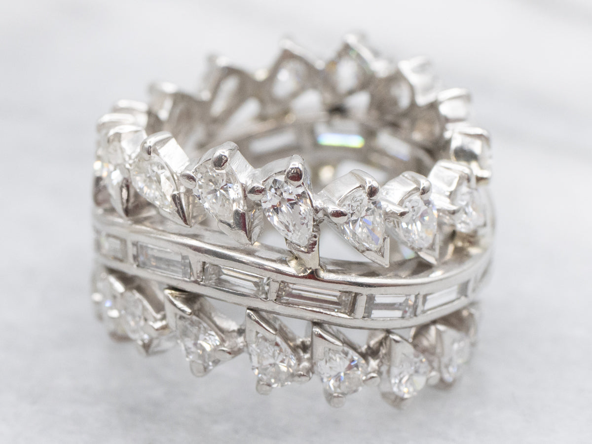 Chunky Platinum Mixed-Cut Diamond Cocktail Band