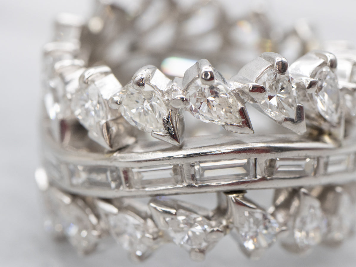 Chunky Platinum Mixed-Cut Diamond Cocktail Band