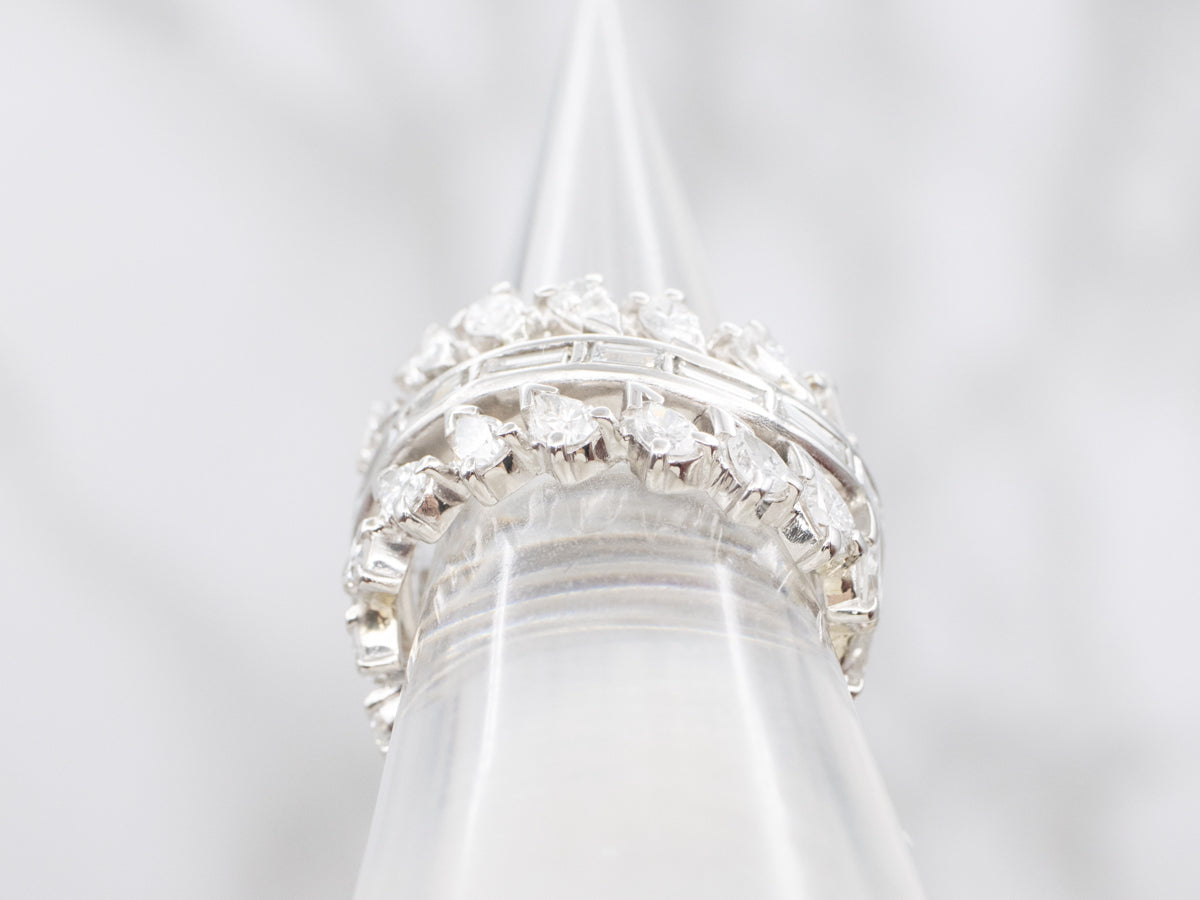 Chunky Platinum Mixed-Cut Diamond Cocktail Band