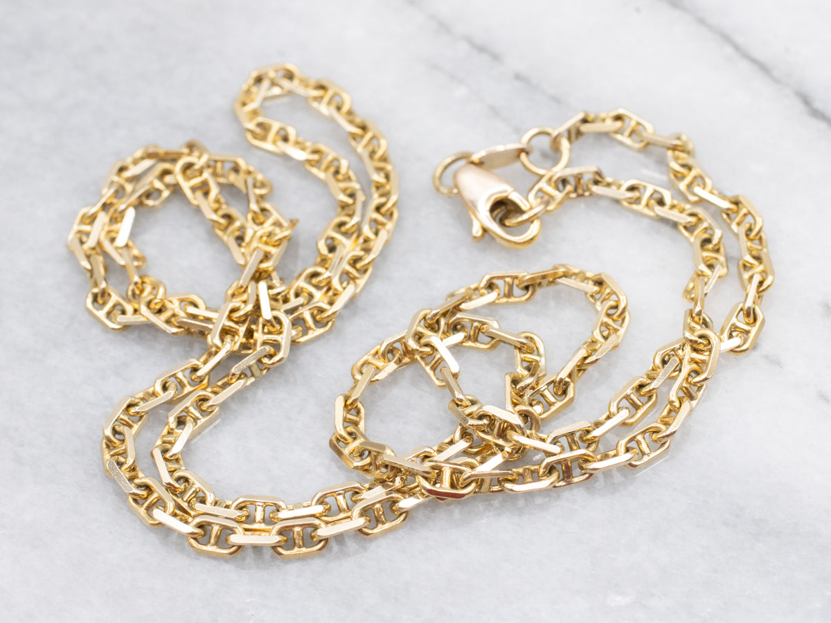 Long Polished Gold Anchor-Link Chain
