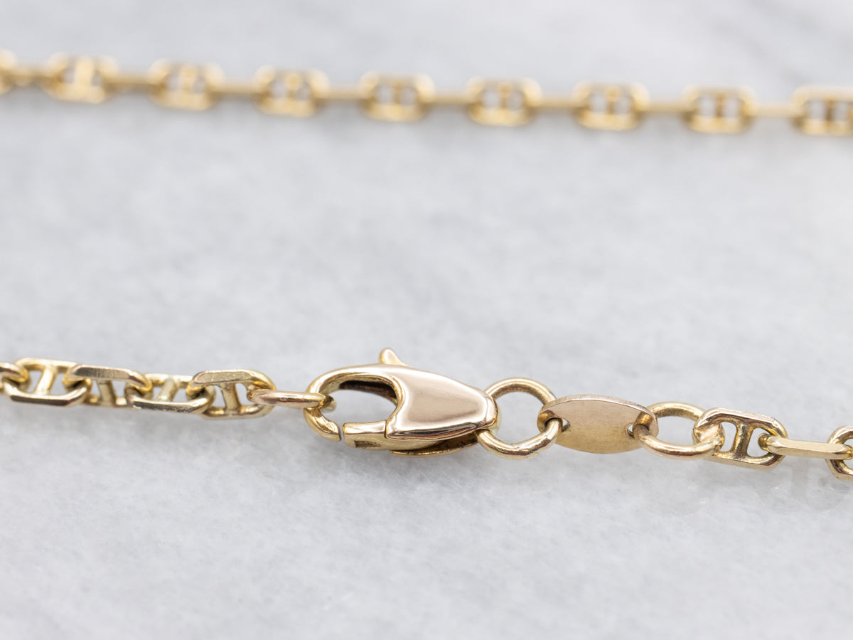 Long Polished Gold Anchor-Link Chain