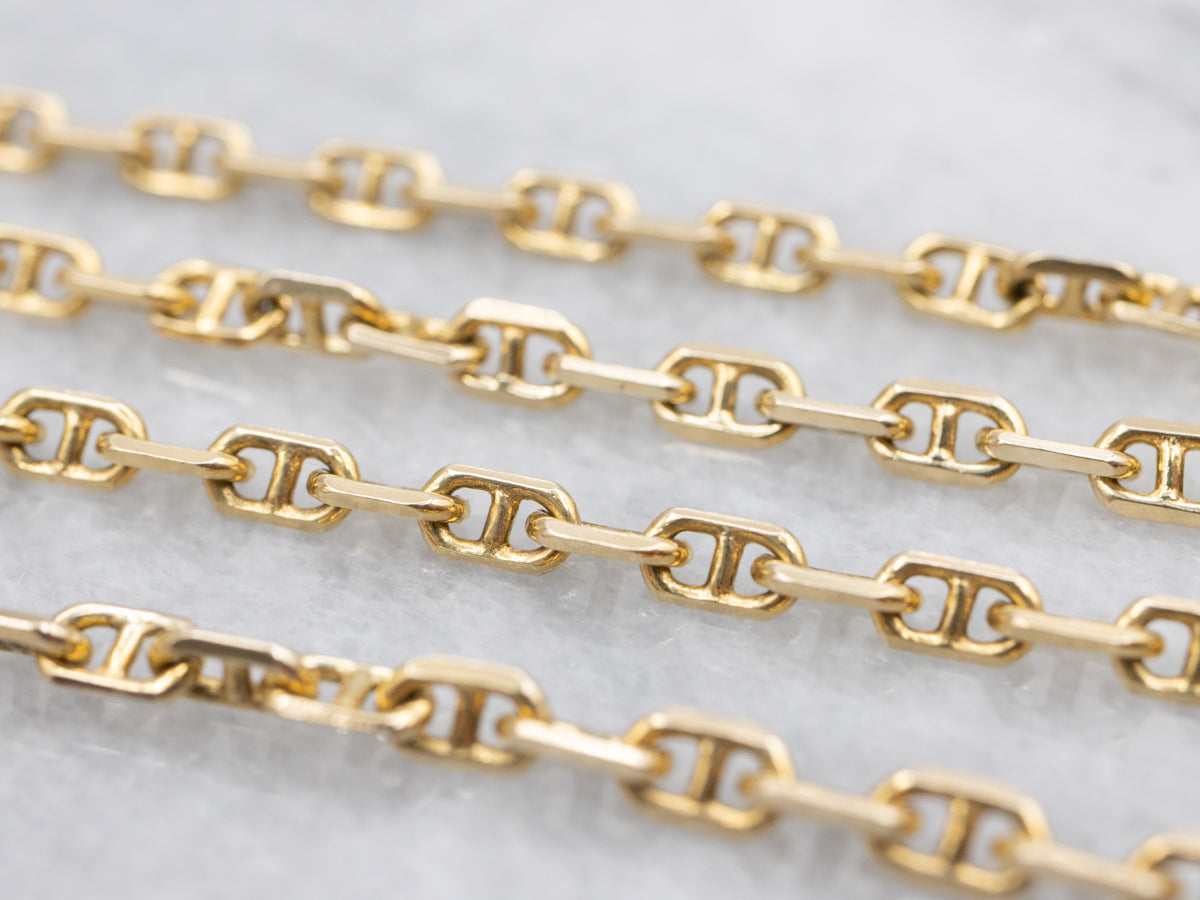 Long Polished Gold Anchor-Link Chain