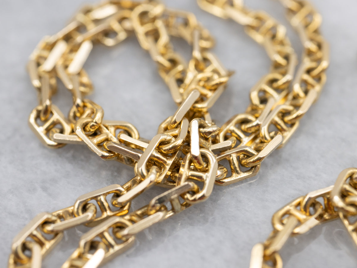Long Polished Gold Anchor-Link Chain