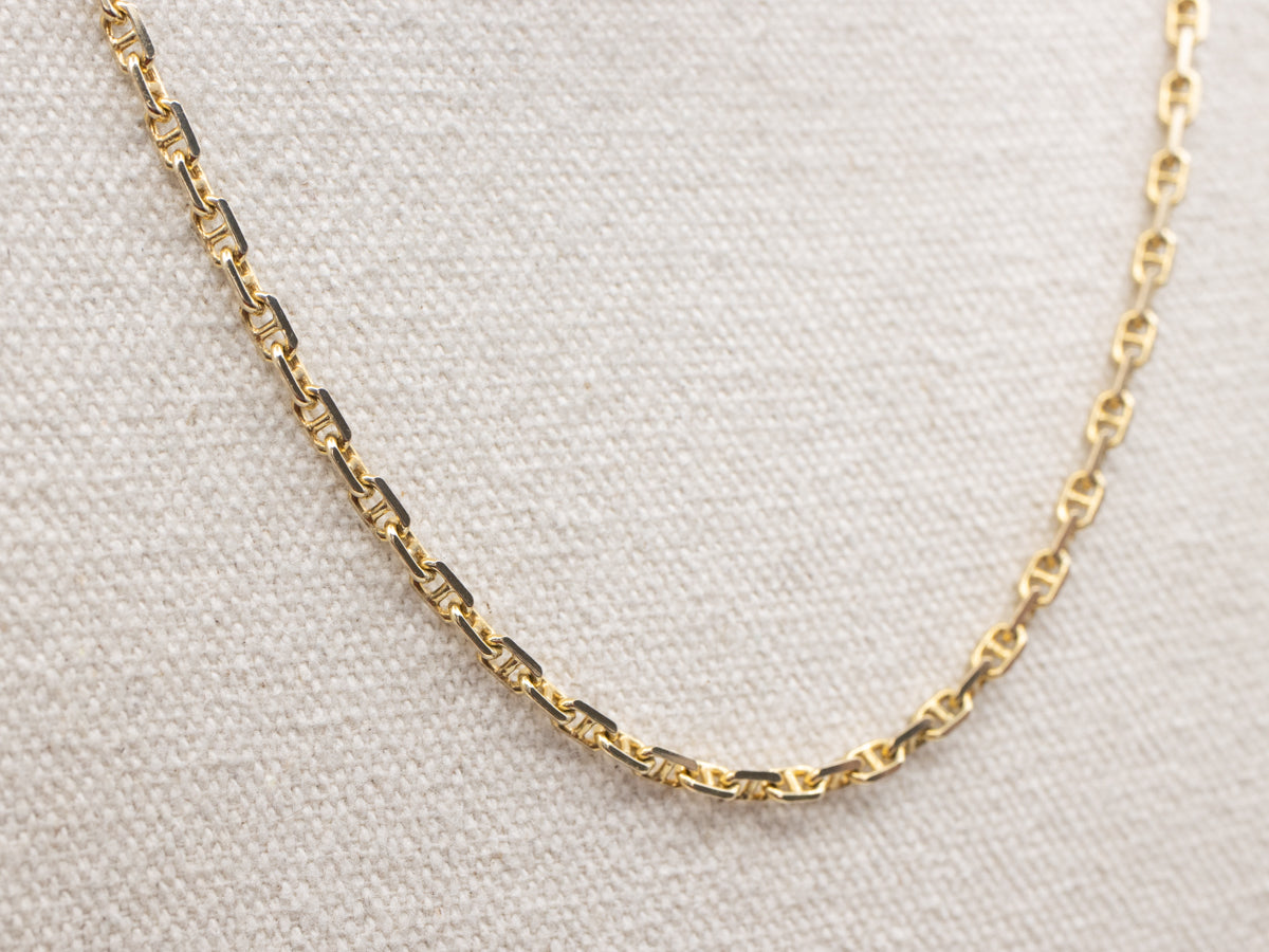 Long Polished Gold Anchor-Link Chain