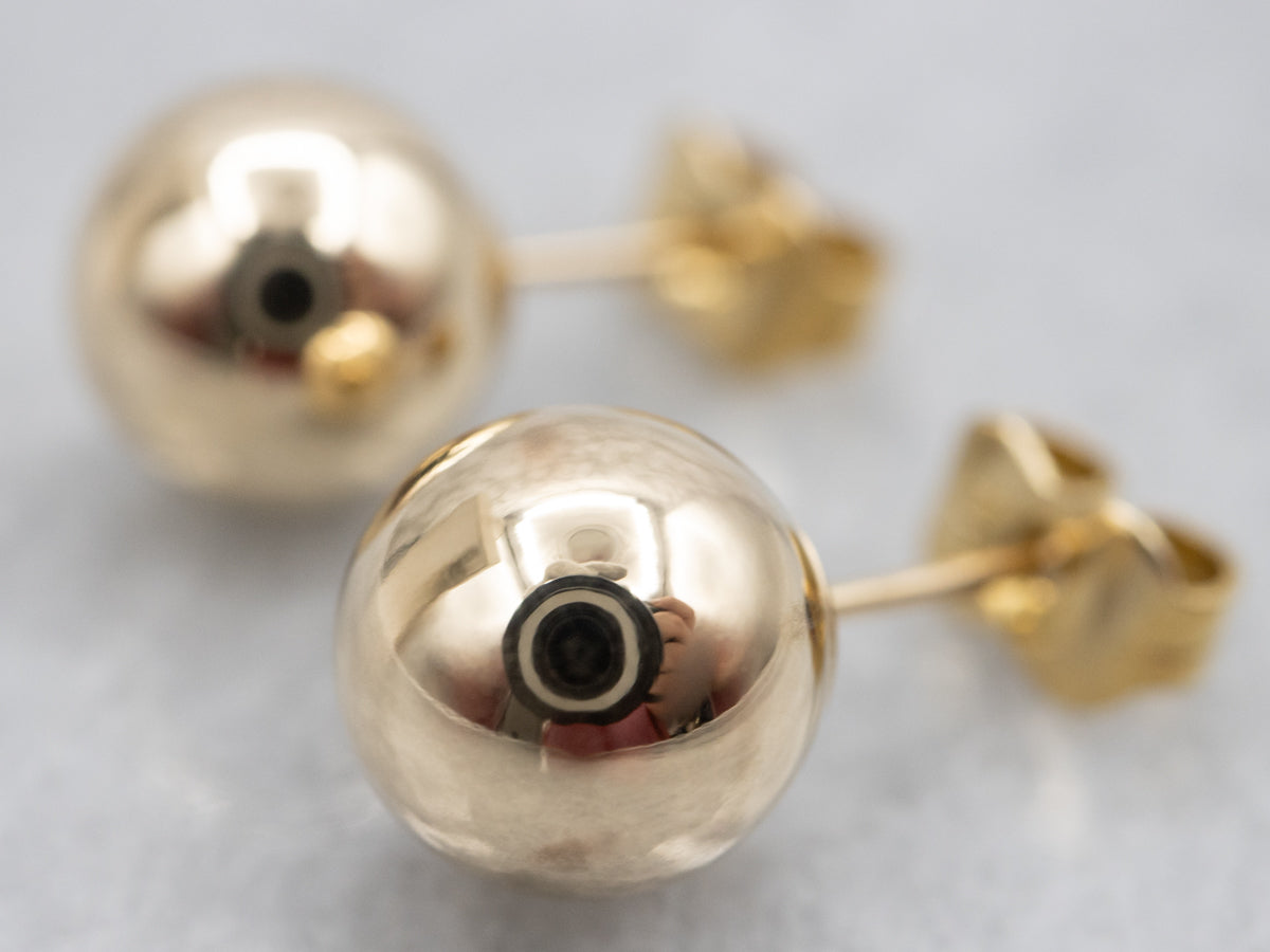 Polished Yellow Gold Ball Stud Earrings