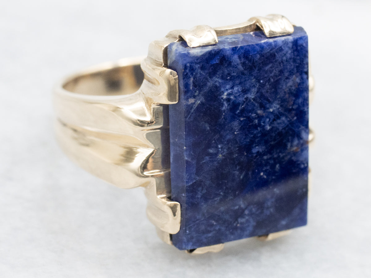 Men's Vintage Gold Sodalite Statement Ring