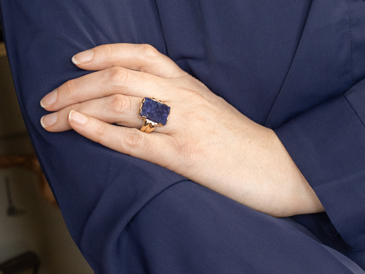 Men's Vintage Gold Sodalite Statement Ring