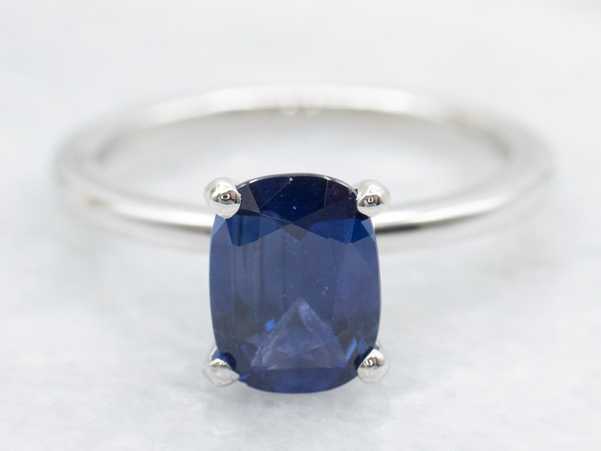 Platinum Sapphire and Diamond Engagement Ring