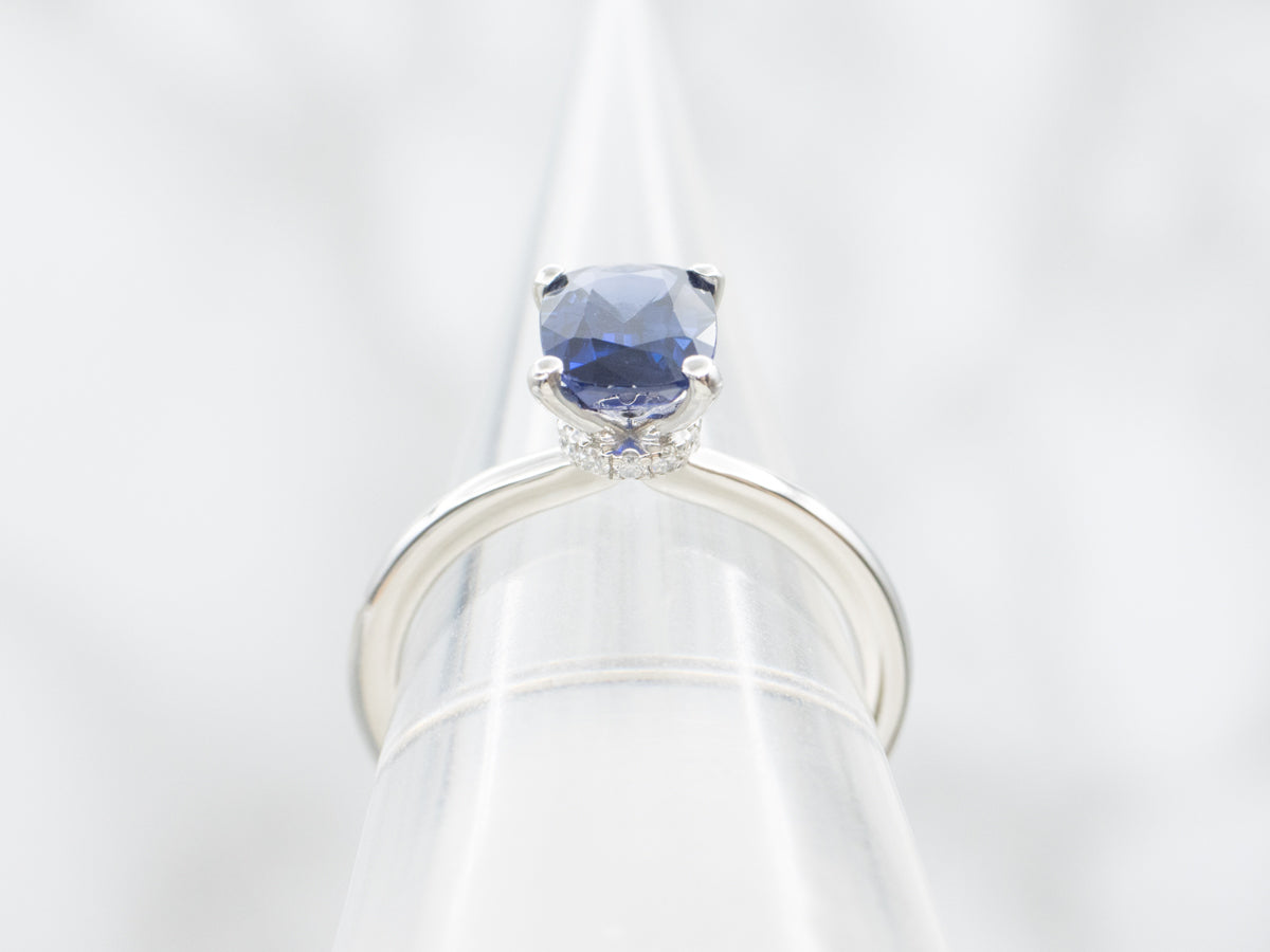 Platinum Sapphire and Diamond Engagement Ring