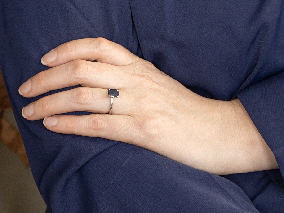 Platinum Sapphire and Diamond Engagement Ring