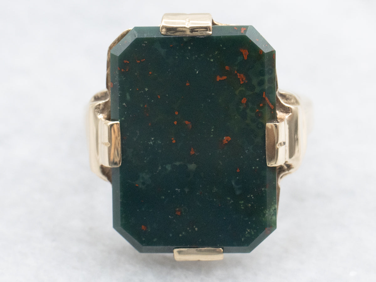 Vintage Gold Unisex Bloodstone Ring