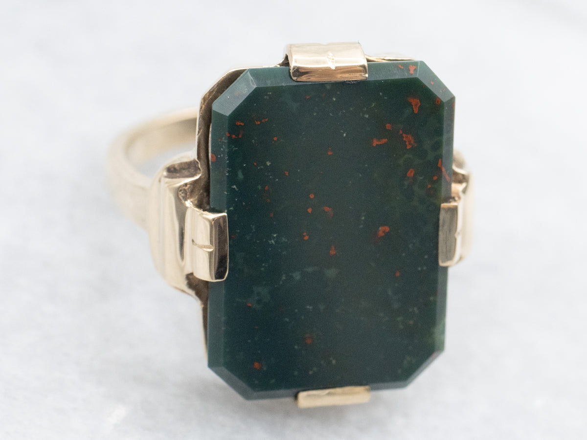 Vintage Gold Unisex Bloodstone Ring