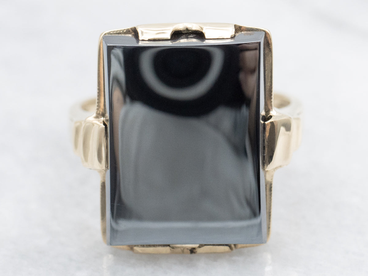 Vintage Gold Hematite Solitaire Ring