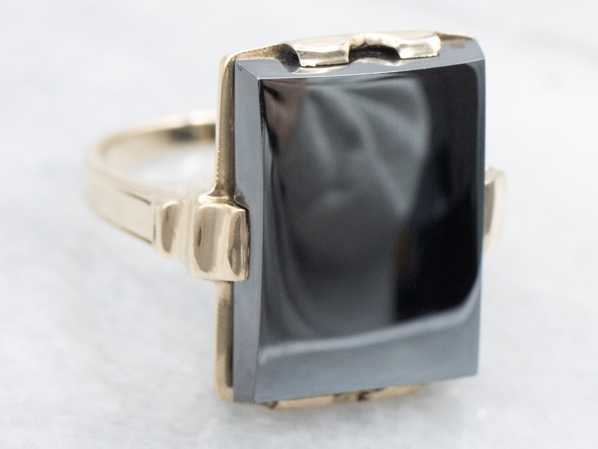 Vintage Gold Hematite Solitaire Ring