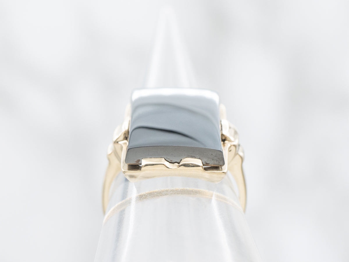 Vintage Gold Hematite Solitaire Ring