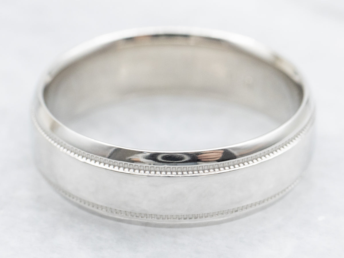 Platinum Milgrain Edge Wedding Band