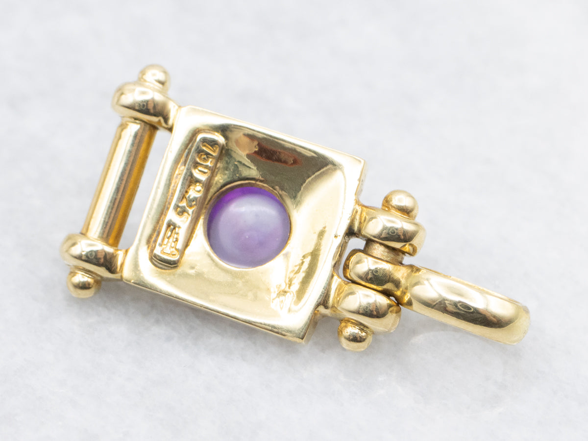 Polished 18-Karat Gold Amethyst Cabochon Pendant