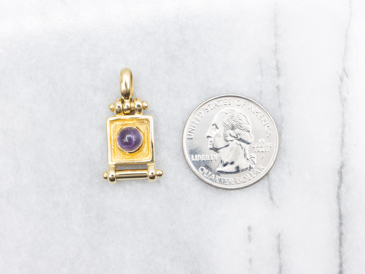 Polished 18-Karat Gold Amethyst Cabochon Pendant