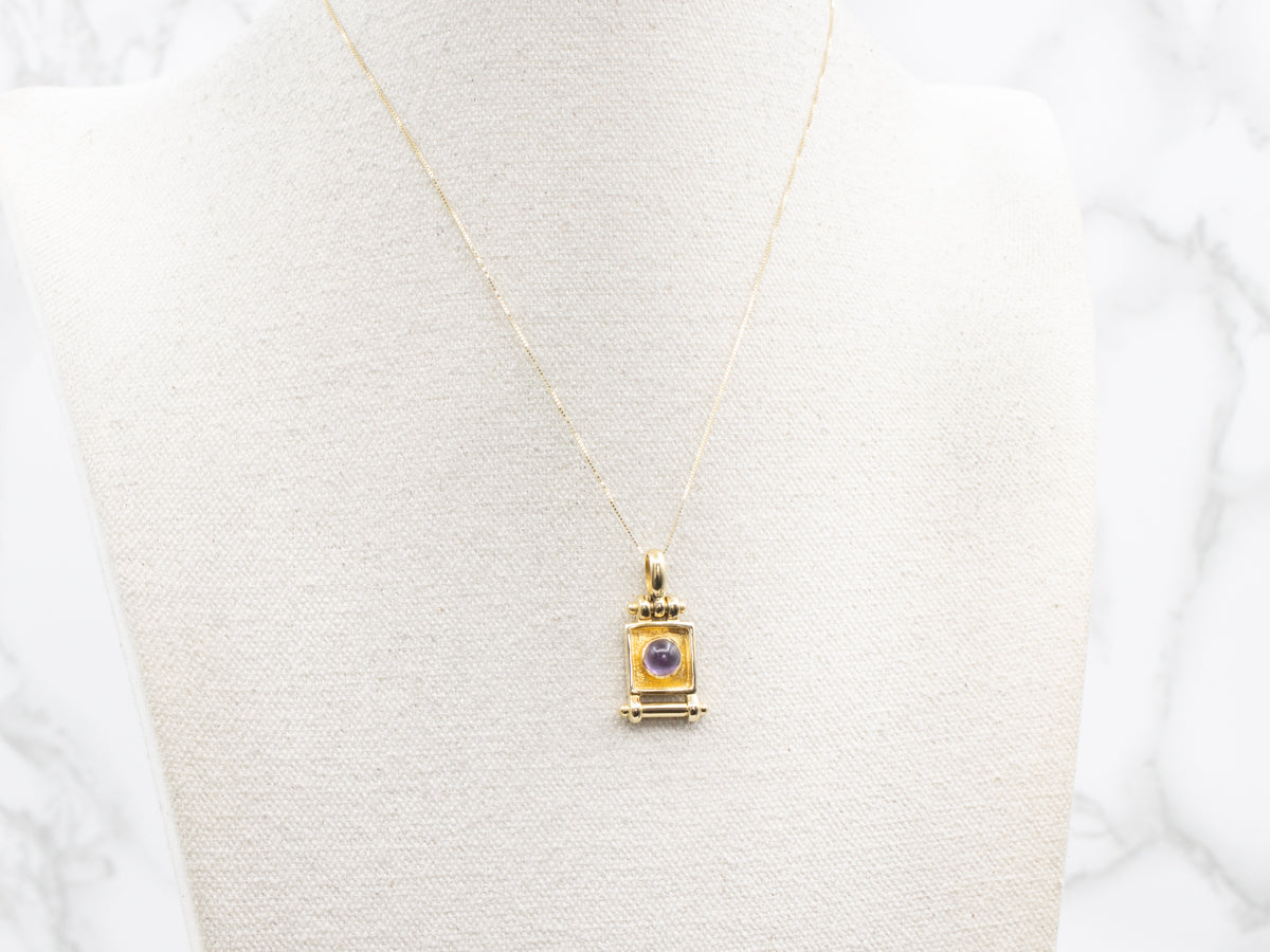 Polished 18-Karat Gold Amethyst Cabochon Pendant