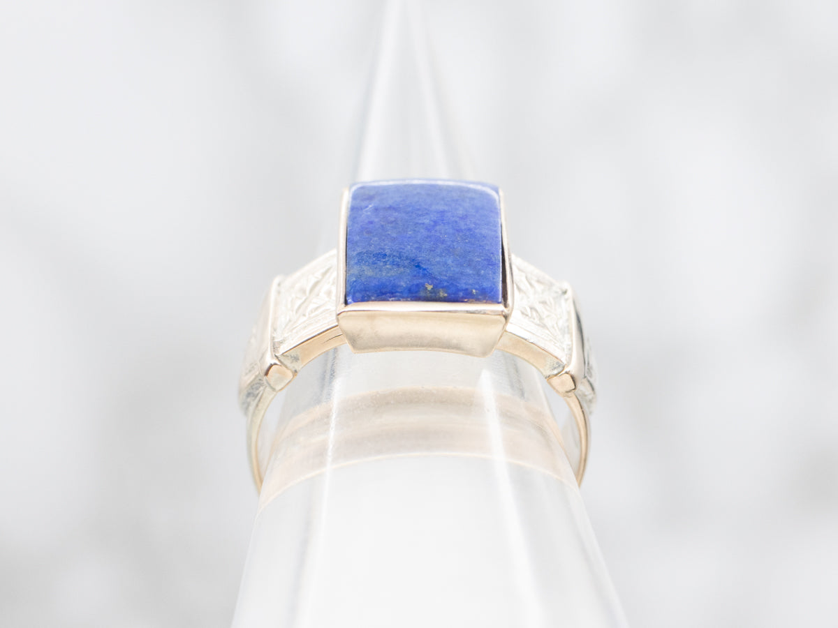 Antique English Gold Lapis Belt Buckle Ring