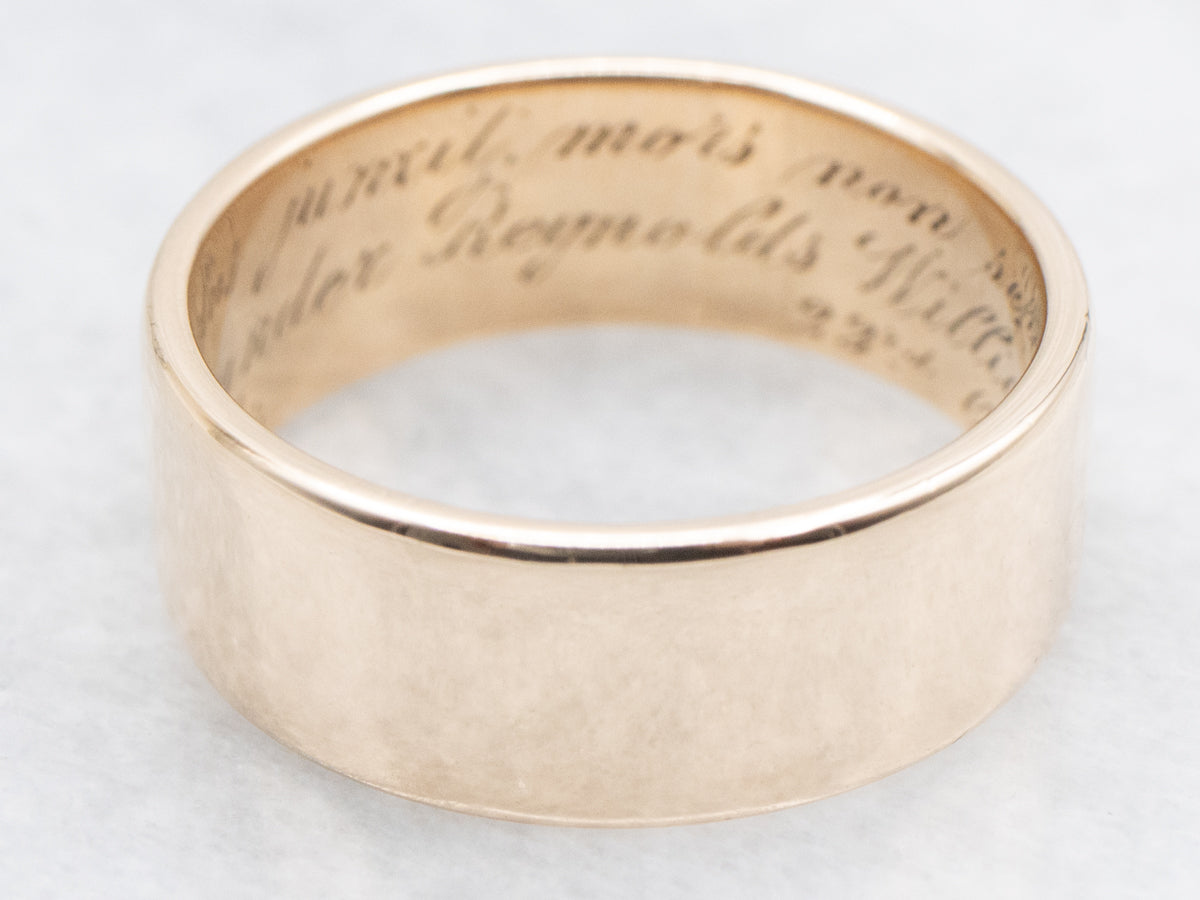 Antique 1890 &quot;Virtus Junxit Non Separabit&quot; Men&#39;s Gold Band