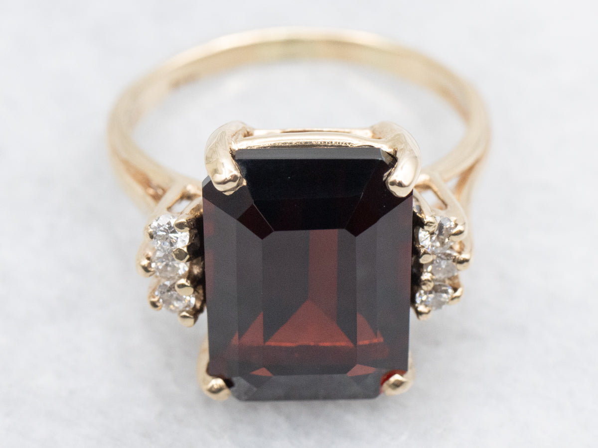 Gold Garnet and Diamond Cocktail Ring