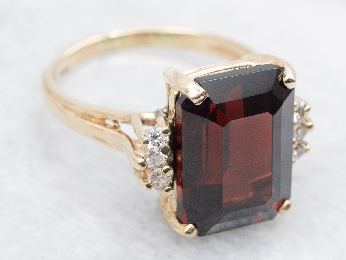 Gold Garnet and Diamond Cocktail Ring