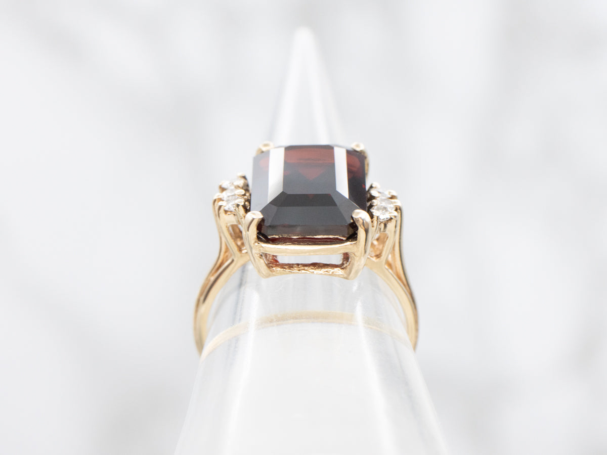 Gold Garnet and Diamond Cocktail Ring