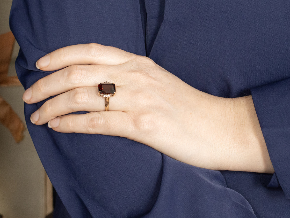 Gold Garnet and Diamond Cocktail Ring