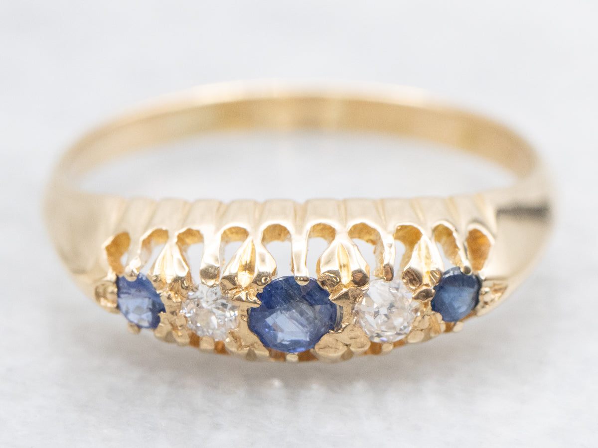 Natural Sapphire and Diamond Anniversary Band