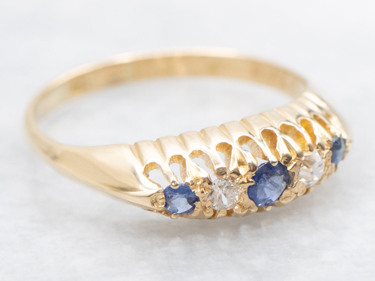 Natural Sapphire and Diamond Anniversary Band