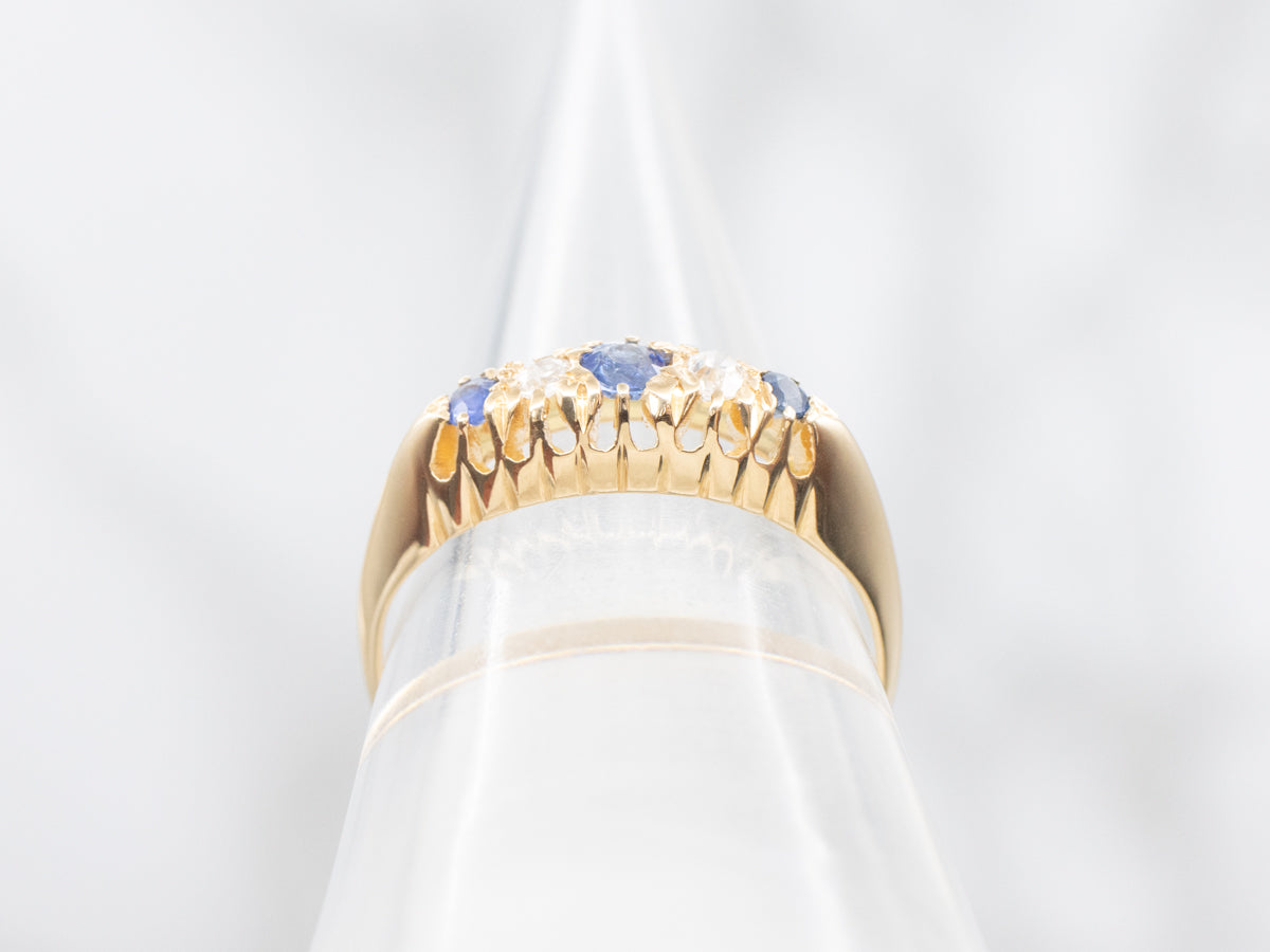 Natural Sapphire and Diamond Anniversary Band